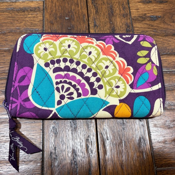 Vera Bradley accordion wallet Plum Crazy pattern, used, 8.5”Lx5”H - Picture 1 of 4